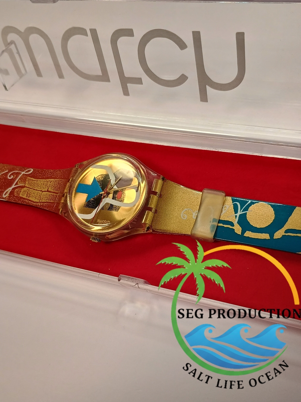 Salt Life Gold-Tone Analog Watch with Blue & Teal Accents